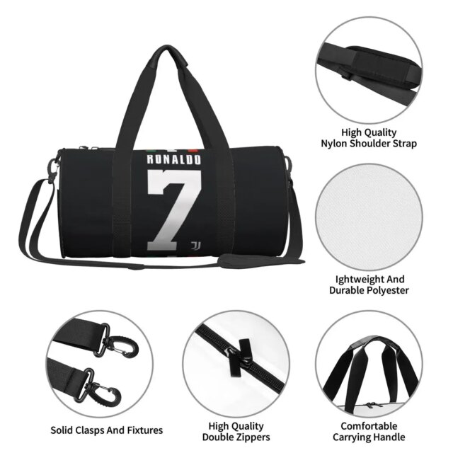 Round Large Capacity C-Cristiano Ronaldo No.7 Travel Duffel Bag, Handheld travel bag, lightweight storage luggage bag