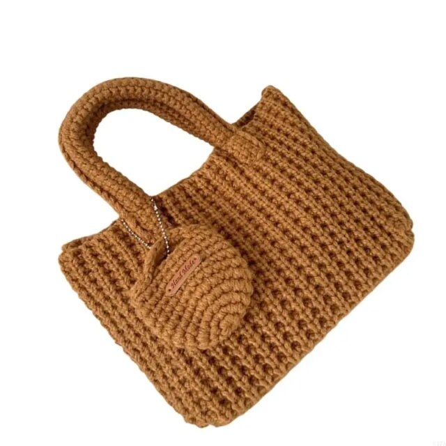 Lightweight Crochet Bag UniqueTop Handle Purse for Shopping and Social Event 547A