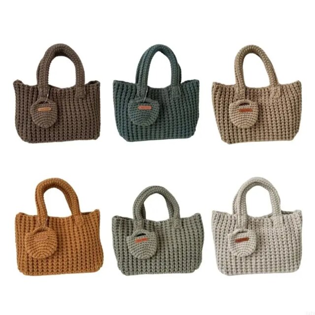 Lightweight Crochet Bag UniqueTop Handle Purse for Shopping and Social Event 547A