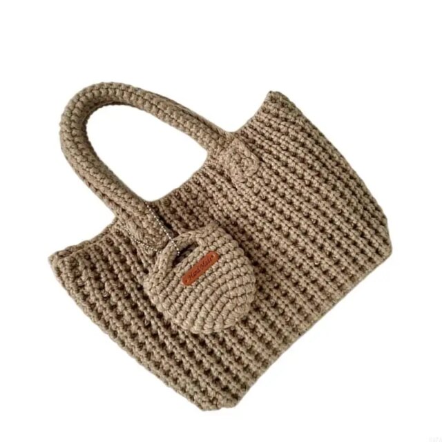 Lightweight Crochet Bag UniqueTop Handle Purse for Shopping and Social Event 547A