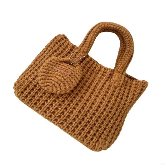 Lightweight Crochet Bag UniqueTop Handle Purse for Shopping and Social Event 547A