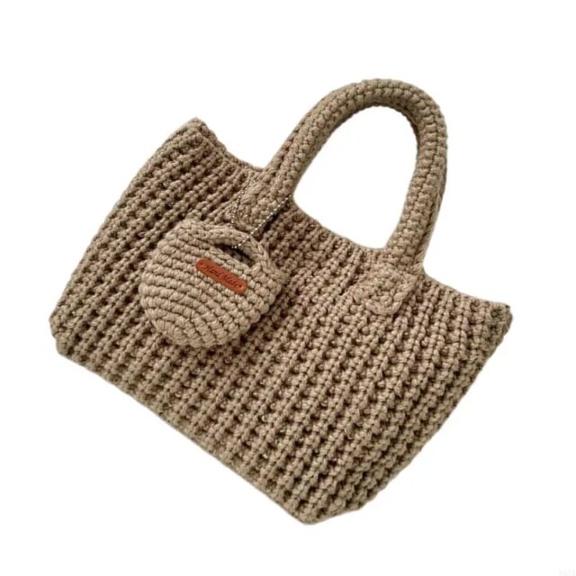 Lightweight Crochet Bag UniqueTop Handle Purse for Shopping and Social Event 547A