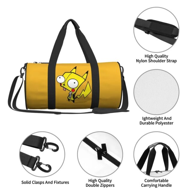 I-Invader ZIM Weekend Gym Yoga Luggage Bags Sport Duffle Bag Round Large Capacity Travel Duffel Bag